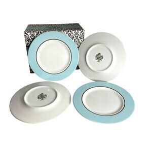 Set Of 4 Pagnossin Treviso 8” Egg Blue & White Ironstone Plates Made In Italy Di